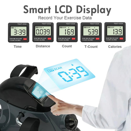 under Desk Bike Pedal Exerciser, Mini Exercise Bike with Digital Display, Portable Foot Cycle Arm & Leg Peddler Machine for Home